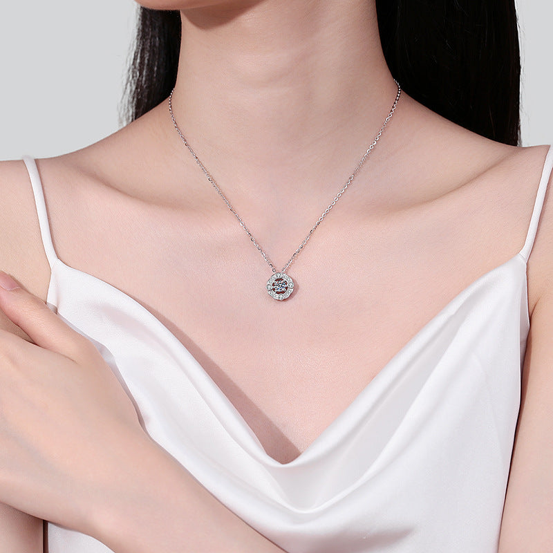 S925 Sterling Silver Four-Prong Pendant Necklace - 0.5CT Moissanite Everyday Elegance