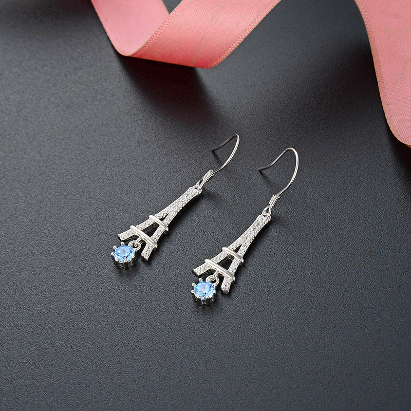 S925 Sterling Silver Geometric Drop Earrings - Modern European Style Dangle Earrings for Women