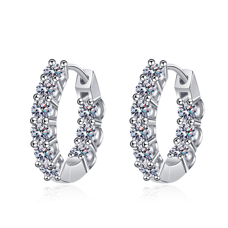 S925 Sterling Silver Moissanite Stud Earrings Plated with Pt950 Gold - 1.8ct Trendy Korean-Style Starry Elegance