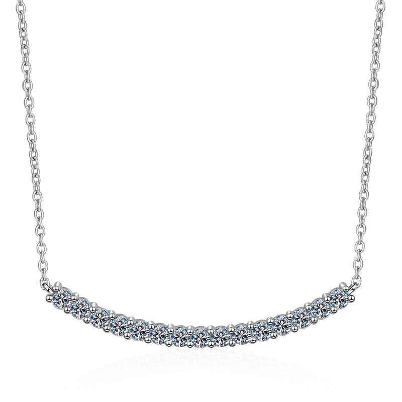 S925 Sterling Silver Smiley Face Pendant Necklace - 0.9CT Moissanite Cactus-Inspired Collarbone Chain