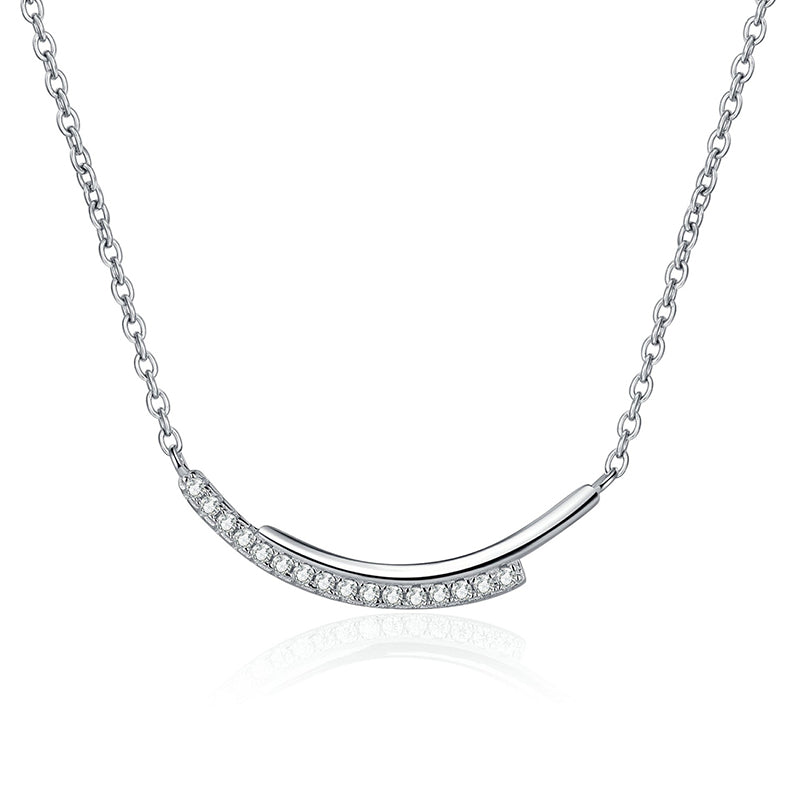 S925 Sterling Silver Smiling Diamond Line Necklace - 0.24CT Moissanite Minimalist Pendant
