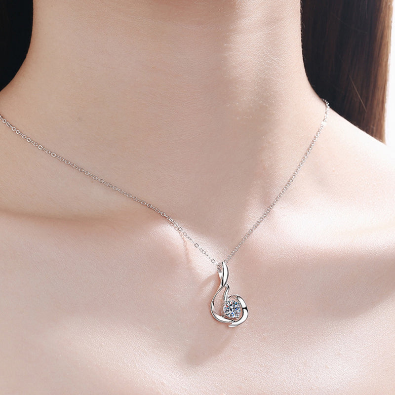 S925 Sterling Silver Swan Pendant Necklace - 0.8CT Moissanite Elegant Collarbone Chain