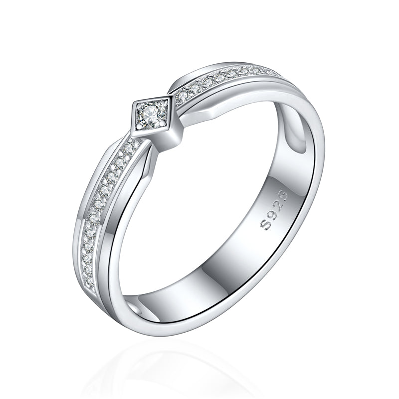 "Cathedral Garden" Couple Rings - 925 Sterling Silver Brushed Finish Wedding Set