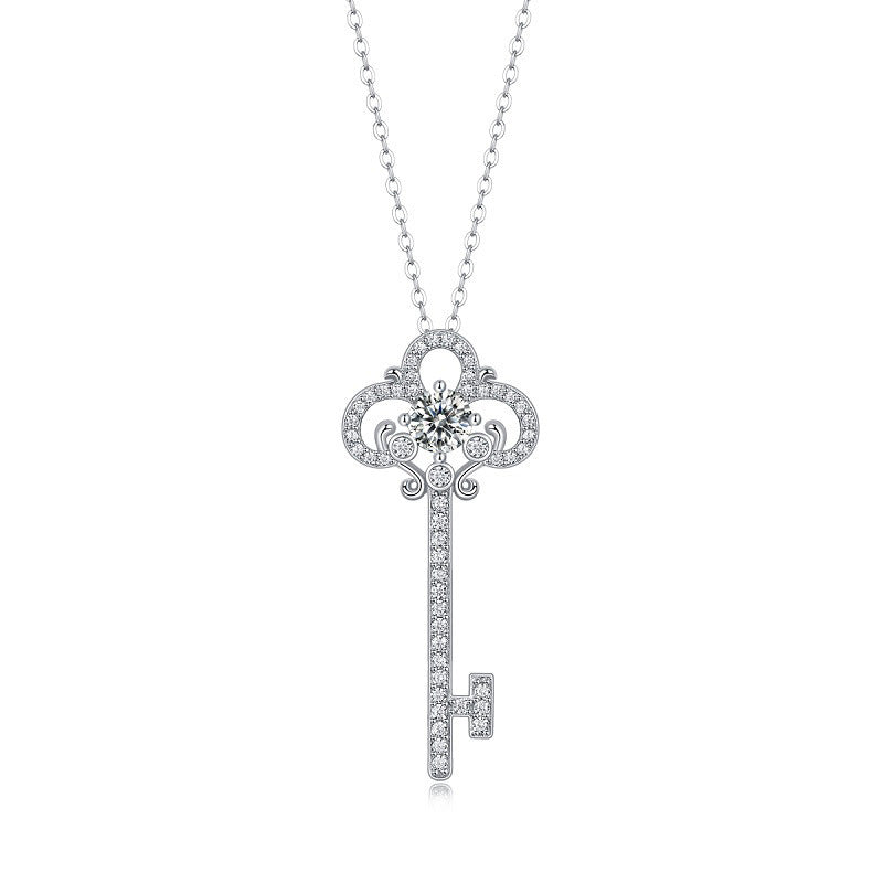 Sleek Key Pendant Necklace in Sterling Silver