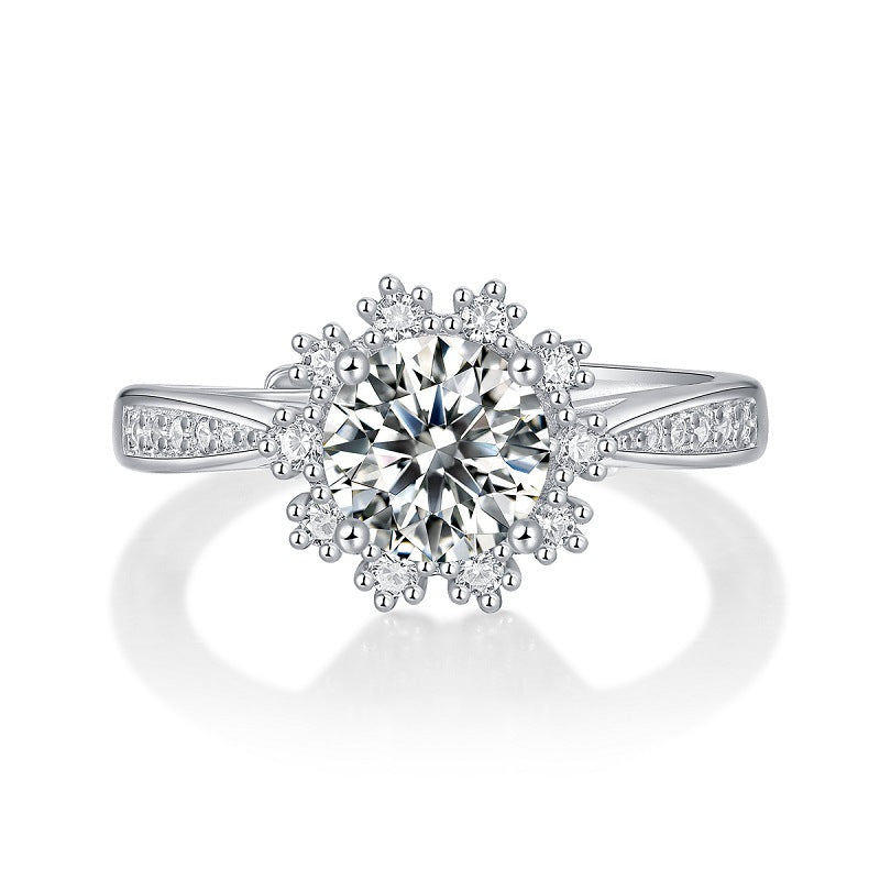 Snowflake Geometric Ring with Moissanite
