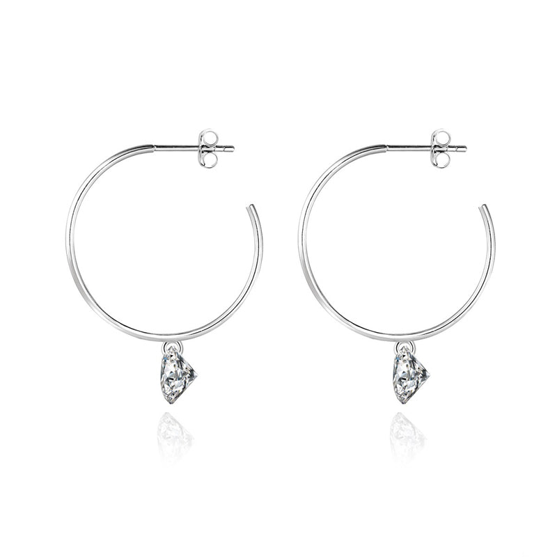 Stylish 925 Silver Moissanite Geometric Earrings