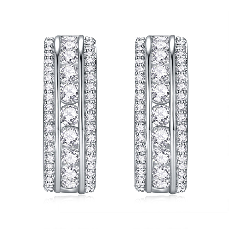 Stylish 925 Silver Moissanite Geometric Earrings