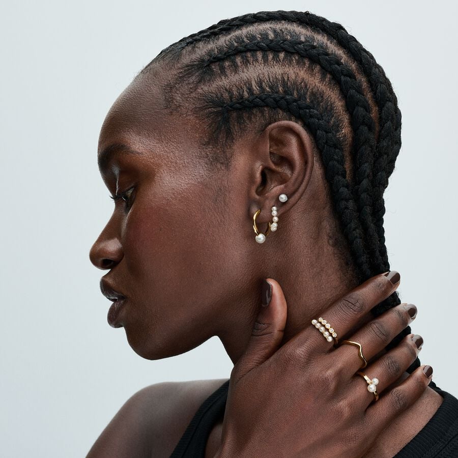 Treated Freshwater Cultured Pearls Open Hoop Earrings