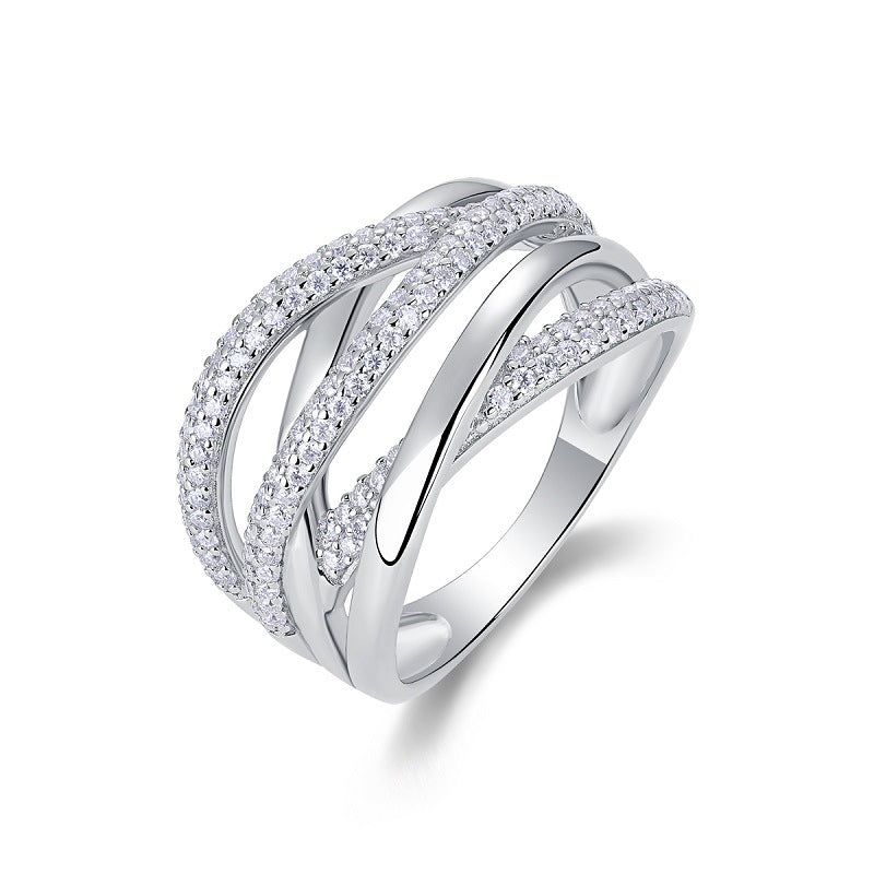 Trendy Geometric Round Moissanite Ring