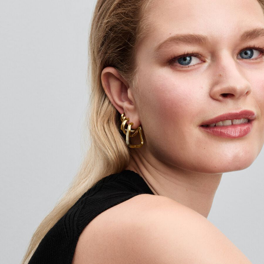 14k Gold Twisted Triangle Hoops