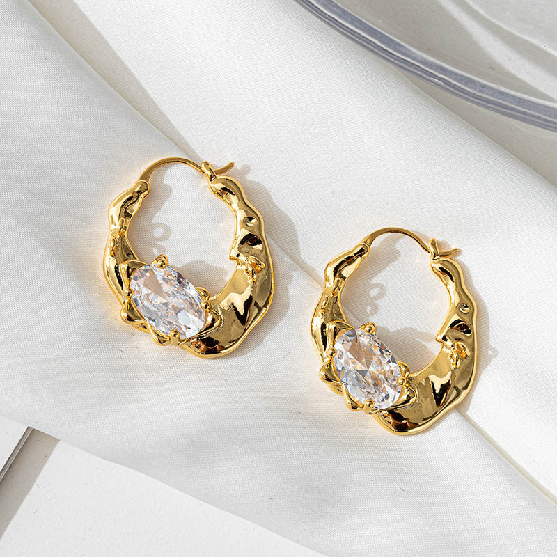 Unisex 18K Gold Plated Geometric Zircon Ear Cuffs - Irregular Shape Alternative Style Earrings for Men & Women