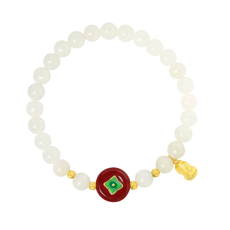 Vintage Peanut Bracelet 925 Silver Jade Beaded Jewelry