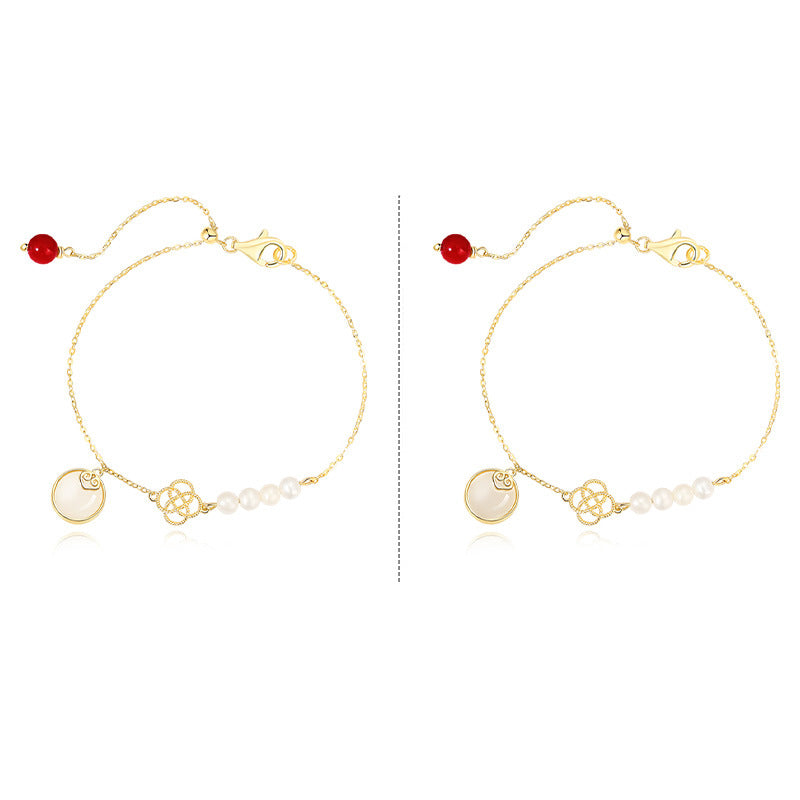 Vintage Silver Jade Pearl Bracelet Women’s Ancient Style Handmade Jewelry