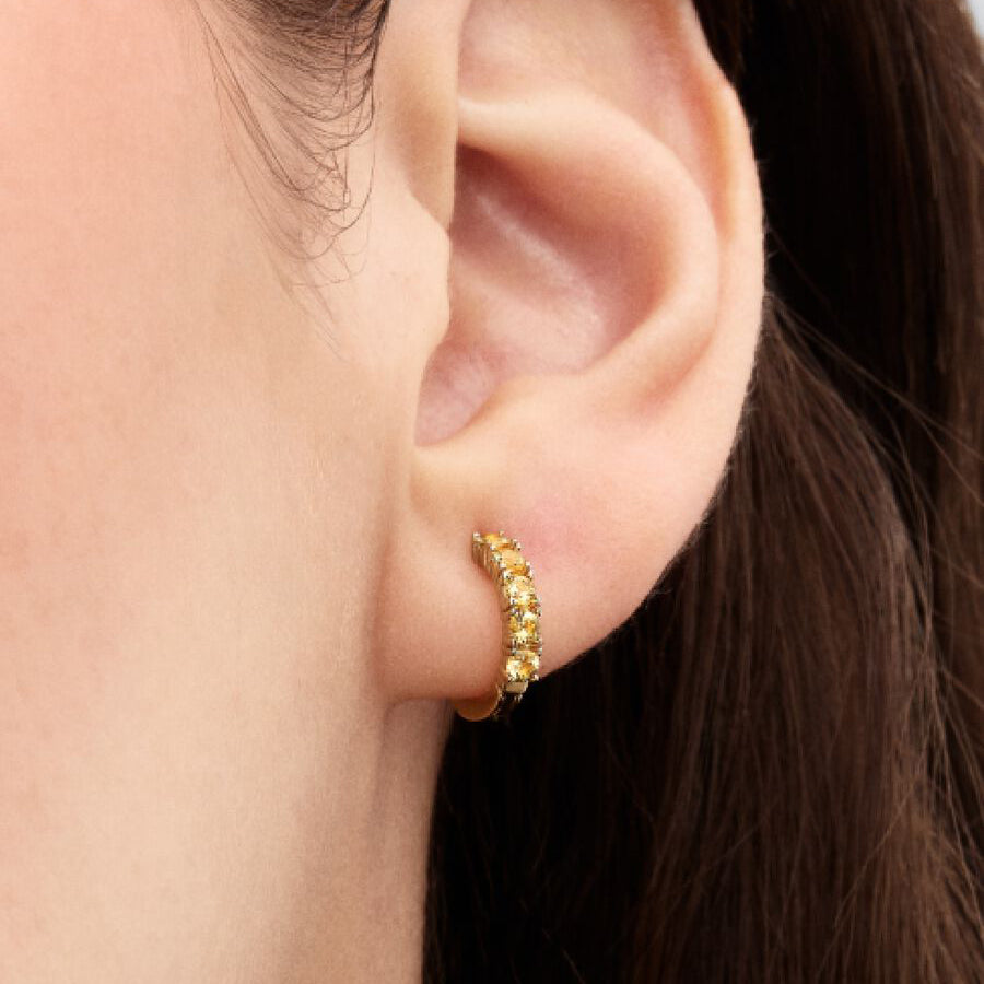 14k Gold Yellow Huggie Earrings