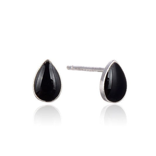 925 Sterling Silver Enamel 'Blessing' Stud Earrings - Rustic Chinese Character Earrings with Plastic Backs