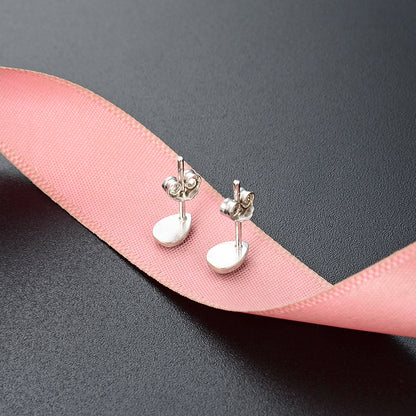 925 Sterling Silver Enamel 'Blessing' Stud Earrings - Rustic Chinese Character Earrings with Plastic Backs