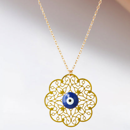 Rose Gold Flower Pendant Necklace with O-Chain