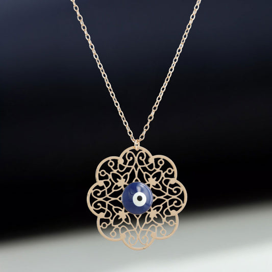 Rose Gold Flower Pendant Necklace with O-Chain
