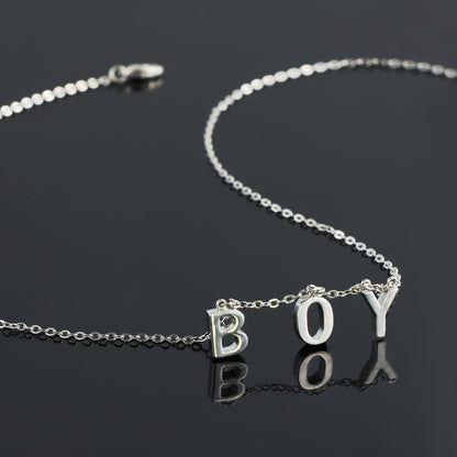 Minimalist Silver Copper O-Chain Necklace with Alphabet Pendants
