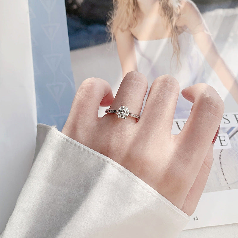 925 Silver Geometric Ring with 1ct Moissanite Women's Versatile Jewelry Size 5-8