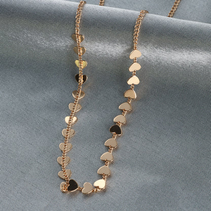 Romantic Gold Copper Choker with Heart Pendant