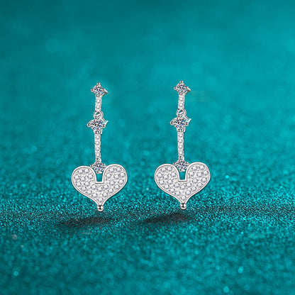 S925 Sterling Silver Champagne Gold Heart Moissanite Stud Earrings - 0.7CT Sweet & Minimalist