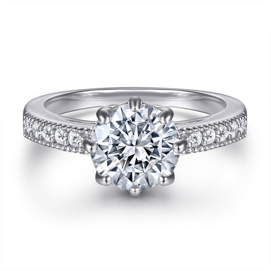 1-Carat Floral Zircon Engagement Ring - 925 Sterling Silver 8-Prong Wedding Jewelry for Women