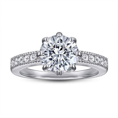1-Carat Floral Zircon Engagement Ring - 925 Sterling Silver 8-Prong Wedding Jewelry for Women