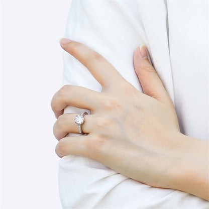 1-Carat Floral Zircon Engagement Ring - 925 Sterling Silver 8-Prong Wedding Jewelry for Women