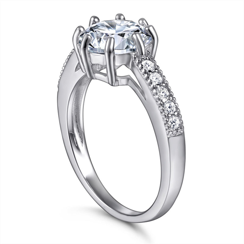 1-Carat Floral Zircon Engagement Ring - 925 Sterling Silver 8-Prong Wedding Jewelry for Women