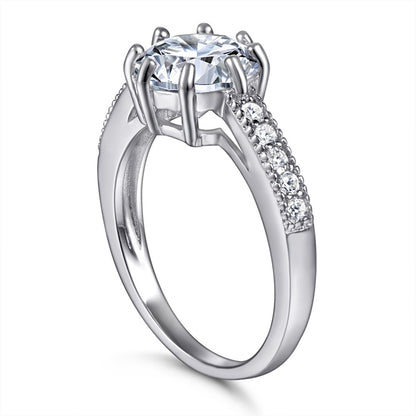 1-Carat Floral Zircon Engagement Ring - 925 Sterling Silver 8-Prong Wedding Jewelry for Women