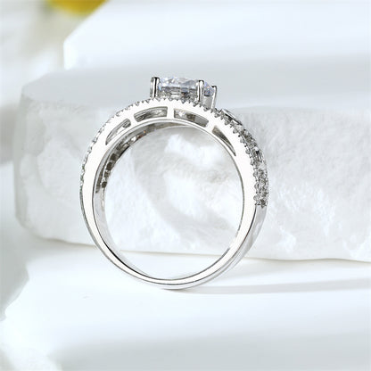 1.2ct Crown 925 Silver Ring - Elegant Openwork Zirconia Statement Band