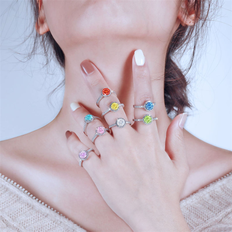 1.2ct Gemstone 925 Sterling Silver Ring – Floral Rose Ice-Cut Wedding Band for Women