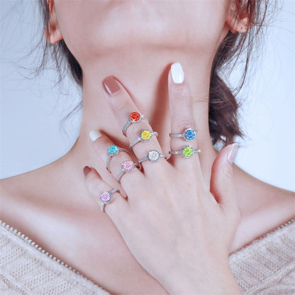 1.2ct Gemstone 925 Sterling Silver Ring – Floral Rose Ice-Cut Wedding Band for Women