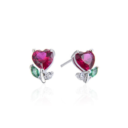 925 Sterling Silver Stud Earrings - White Gold Plated Professional Earrings for Women
