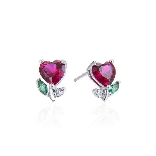 925 Sterling Silver Stud Earrings - White Gold Plated Professional Earrings for Women
