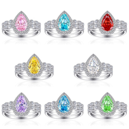 1.5ct Gemstone 2-in-1 Stackable Ring Set - Premium 925 Silver with 5A Zirconia & High Carbon Diamonds