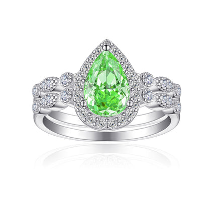 1.5ct Gemstone 2-in-1 Stackable Ring Set - Premium 925 Silver with 5A Zirconia & High Carbon Diamonds