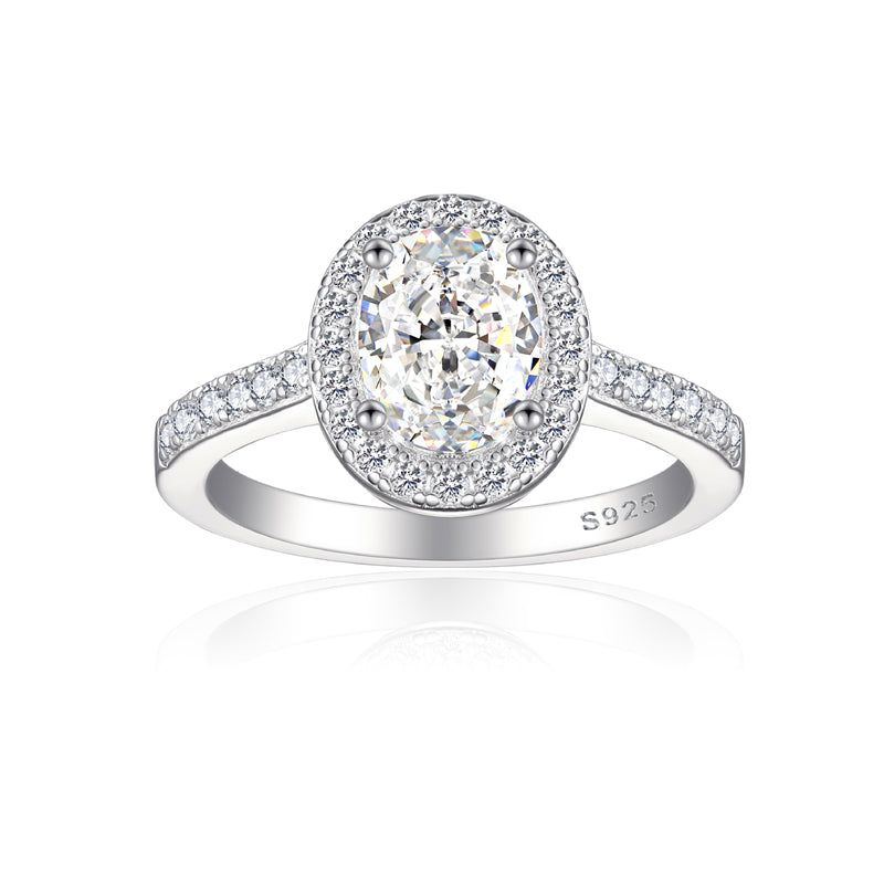 1.5ct Gemstone 925 Silver Ring - Elegant 6×8mm Ice-Cut Geometric Band for Women