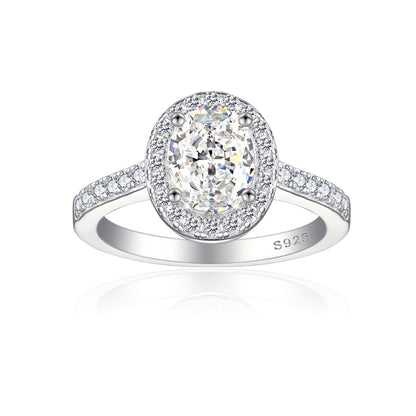 1.5ct Gemstone 925 Silver Ring - Elegant 6×8mm Ice-Cut Geometric Band for Women