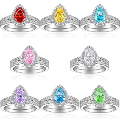 1.5ct Gemstone 925 Silver Stackable Ring Set - Elegant Flame & Ice-Cut High Carbon Diamond Rings for Women
