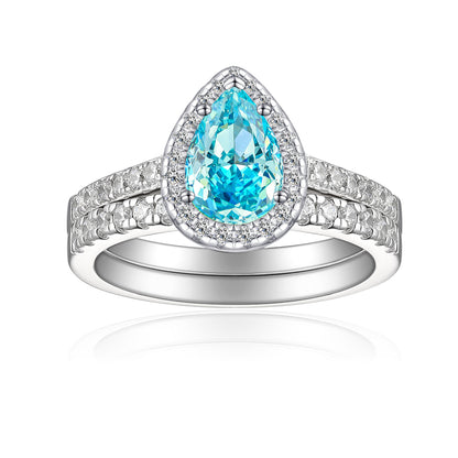 1.5ct Gemstone 925 Silver Stackable Ring Set - Elegant Flame & Ice-Cut High Carbon Diamond Rings for Women