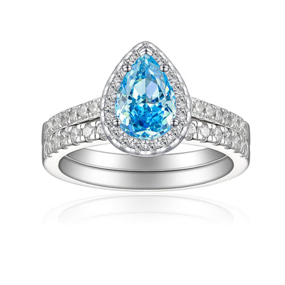 1.5ct Gemstone 925 Silver Stackable Ring Set - Elegant Flame & Ice-Cut High Carbon Diamond Rings for Women