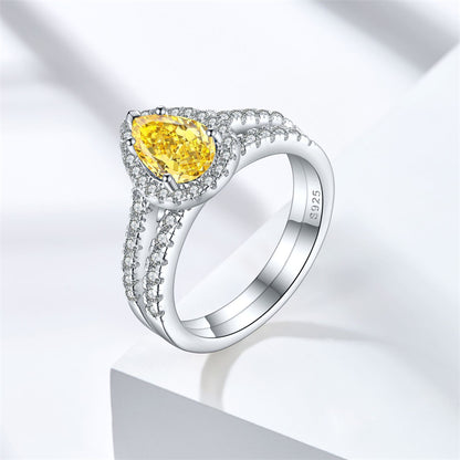 1.5ct Gemstone 925 Silver Stackable Ring Set - Elegant Flame & Ice-Cut High Carbon Diamond Rings for Women