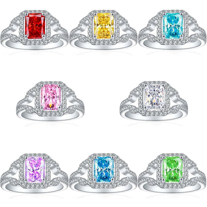 1.5ct Gemstone 925 Sterling Silver Ring – Elegant 6*8 Princess-Cut Flame & Ice-Cut Band for Women
