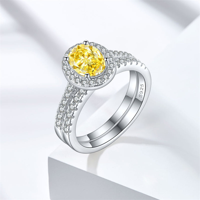 1.5ct Gemstone 925 Sterling Silver Stackable Ring Set – Luxury Ice-Cut Geometric Wedding Bands for Women