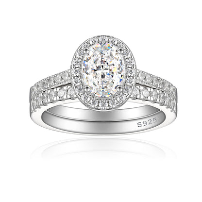 1.5ct Gemstone 925 Sterling Silver Stackable Ring Set – Luxury Ice-Cut Geometric Wedding Bands for Women