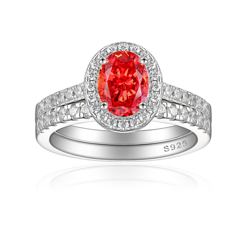 1.5ct Gemstone 925 Sterling Silver Stackable Ring Set – Luxury Ice-Cut Geometric Wedding Bands for Women