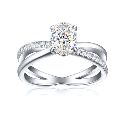 1.5ct Oval Ice-Cut 925 Silver Ring - Unique 6×8mm Gemstone Band for Women