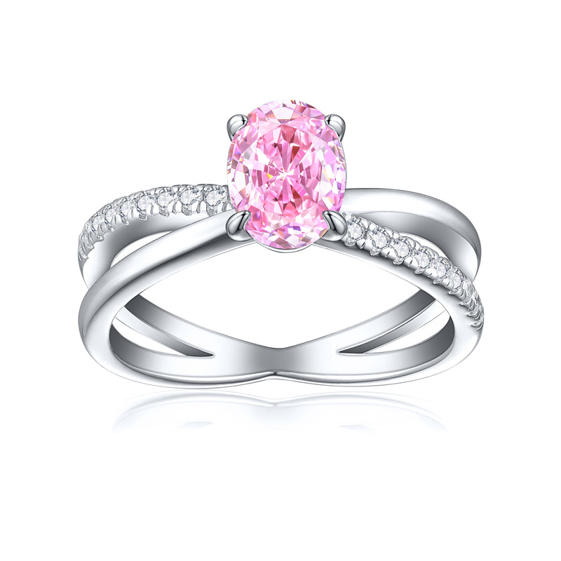 1.5ct Oval Ice-Cut 925 Silver Ring - Unique 6×8mm Gemstone Band for Women